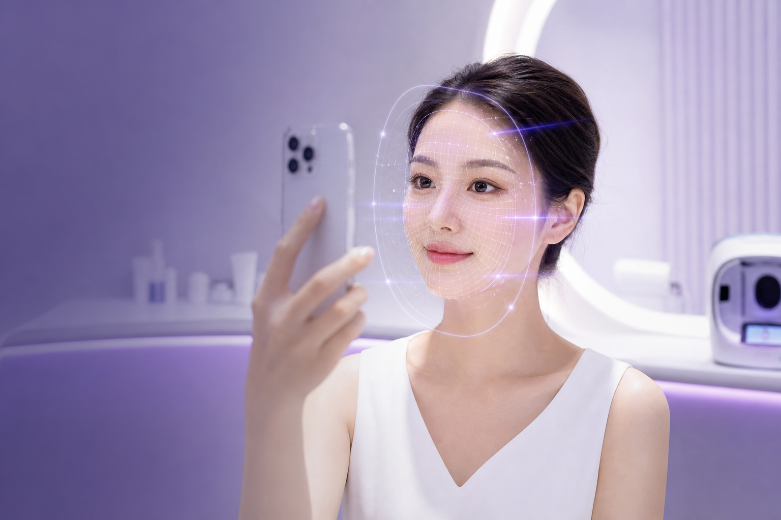 AI 智能测肤 - 手机面部扫描分析肌肤状态