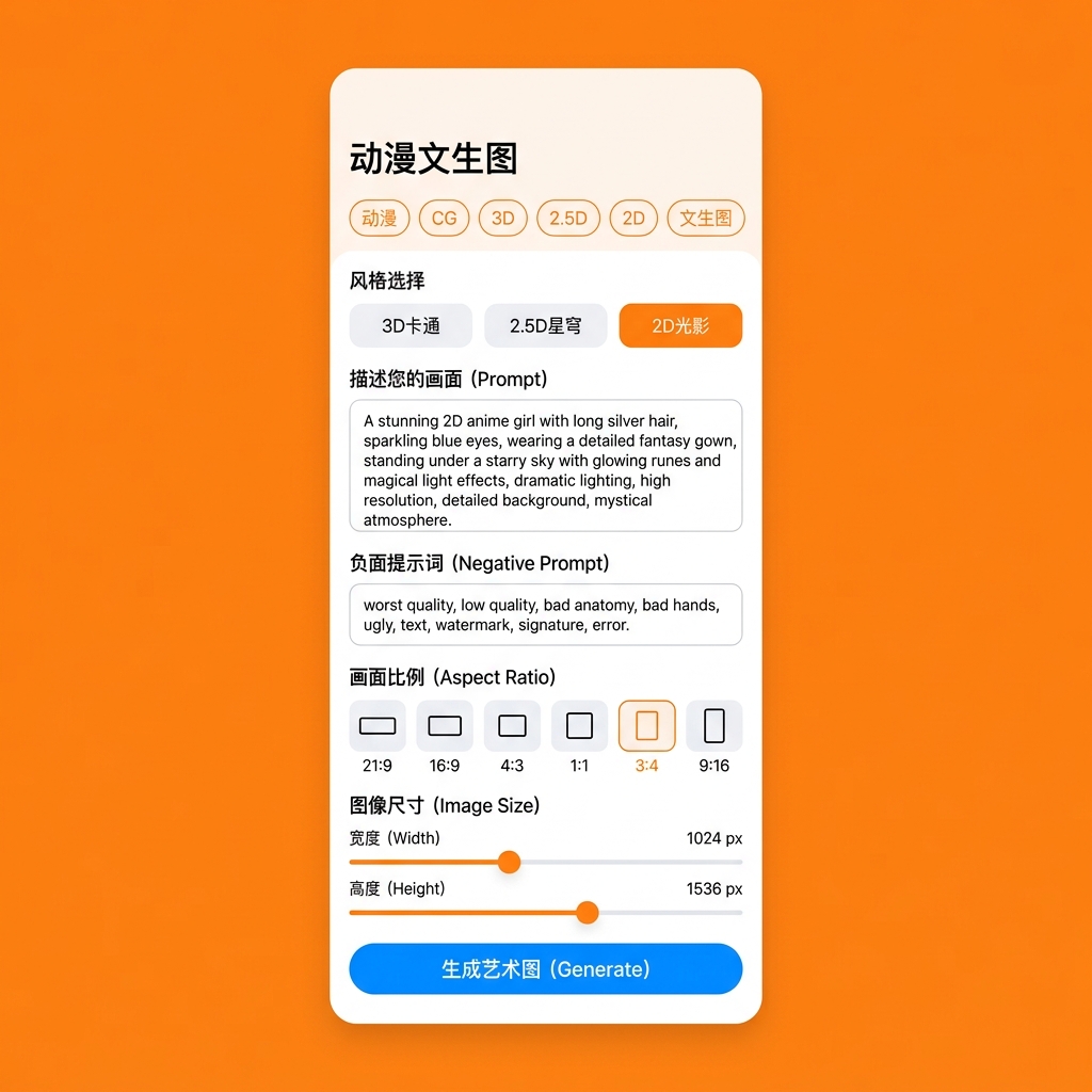 动漫文生图产品界面