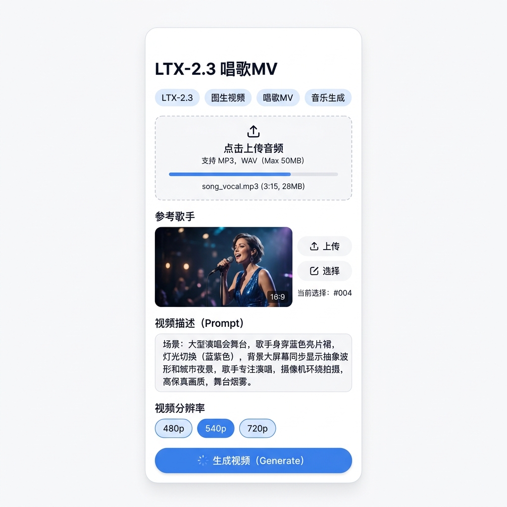 AI唱歌MV产品界面